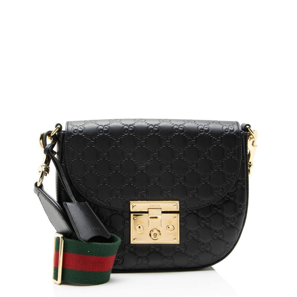 Gucci Guccissima Leather Padlock Saddle Medium Shoulder Bag
